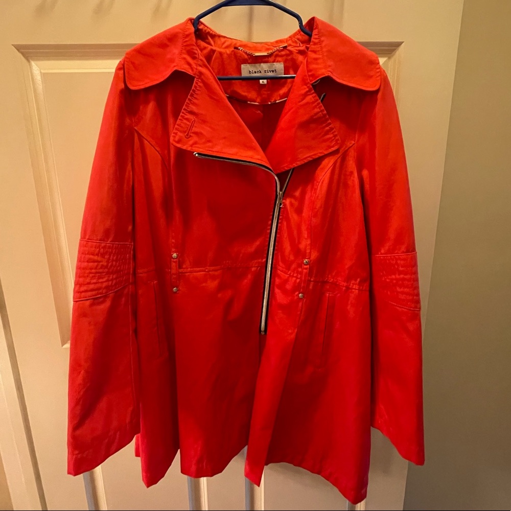 Black Rivet Orange Trench Coat